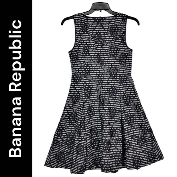 BANANA REPUBLIC | Dresses | Banana Republic Women Black Floral Stretch  Short Sleeve Casual Formal Size | Poshmark